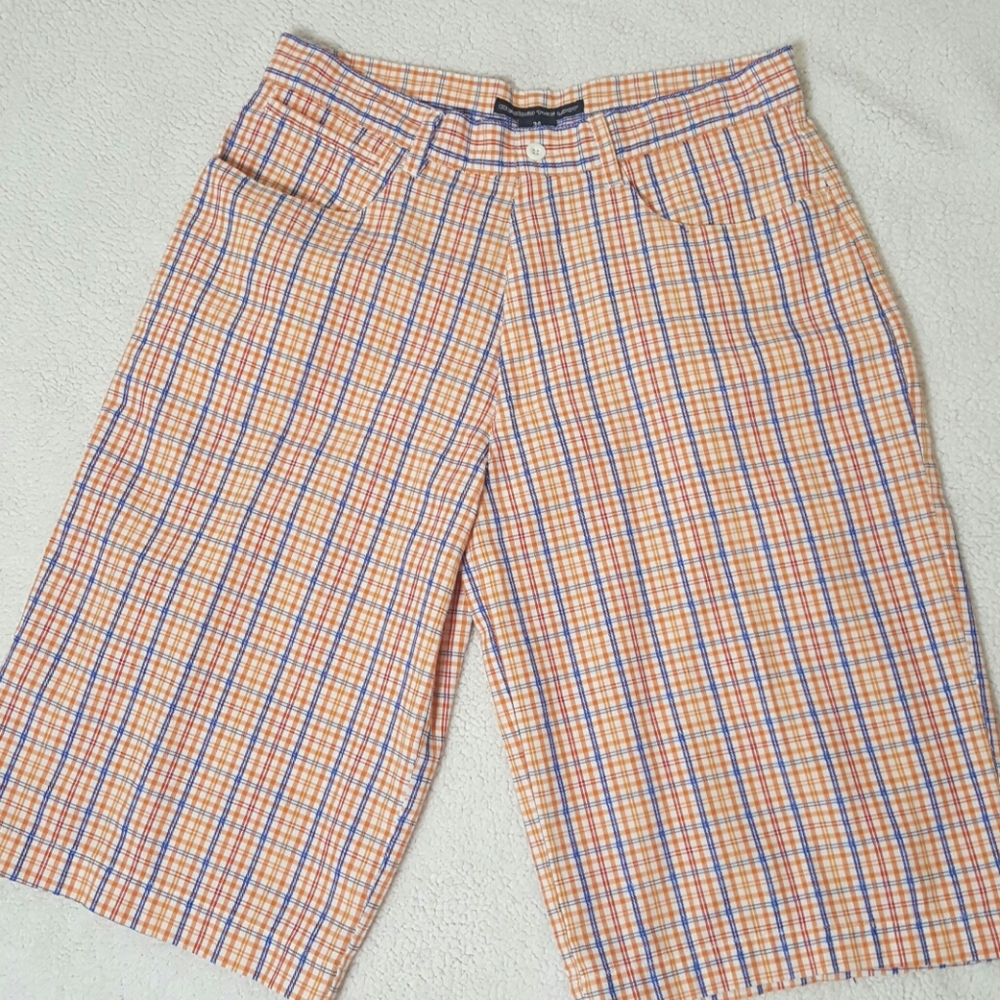 Men's Bermuda Orange Plaid Shorts size 34